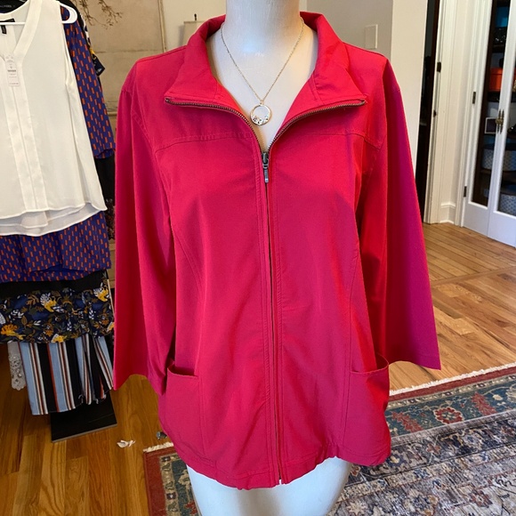 Chico's Zenergy Lightweight Red Jacket - Size 2 - Picture 1 of 12